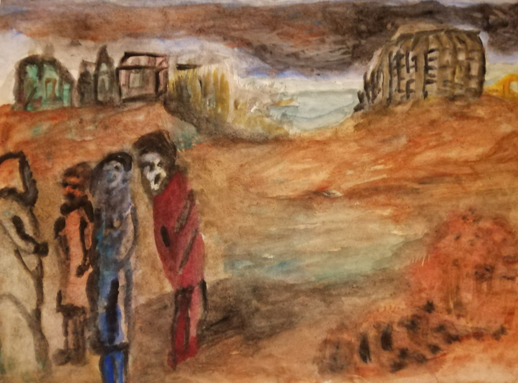 Landscape with tourists